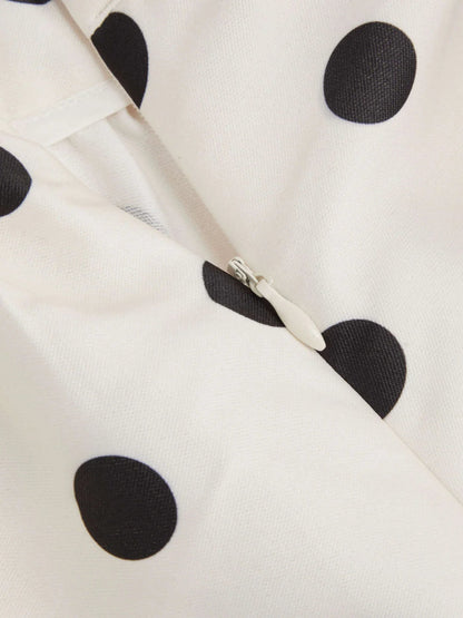 Mid Rise Polka Dot Pocket Ruffle Maxi Skirt
