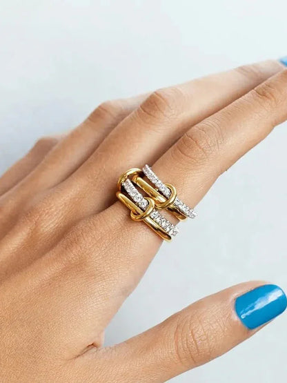 Stacked Cubic Zirconia Ring Gold Plated