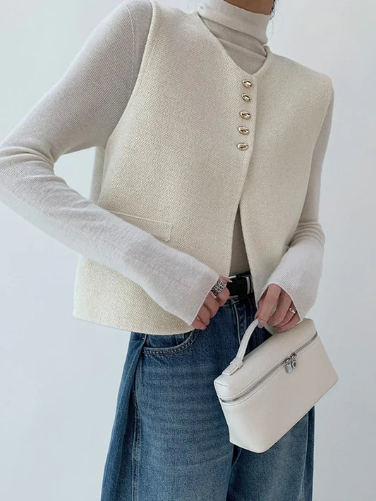 Atelier Knit Vest | Gold Button Detail | Regular Fit