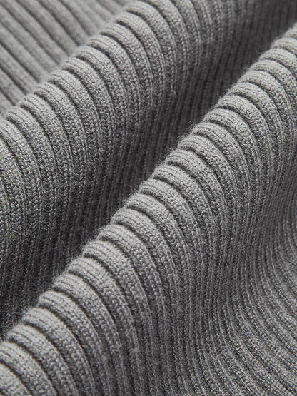 Oldmoney Style Ribbed Lapel Slim Cardigan