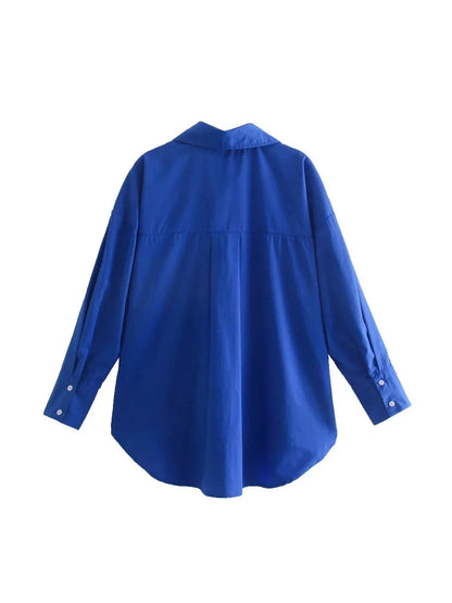 Buttoned Loose Navy Blue Shirt