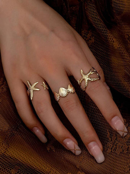 Starfish & Shell Dream Rings Set