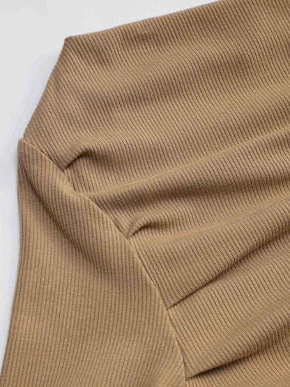Solid Asymmetrical Neck Long Sleeve Top