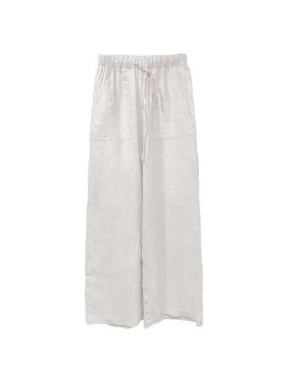 Linen High Waist Straight-Leg Pants