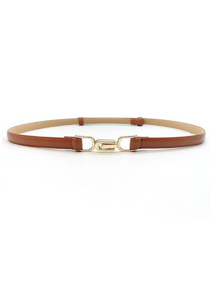 Minimalist Black Waist Belt with Gold Chain-Link Detail