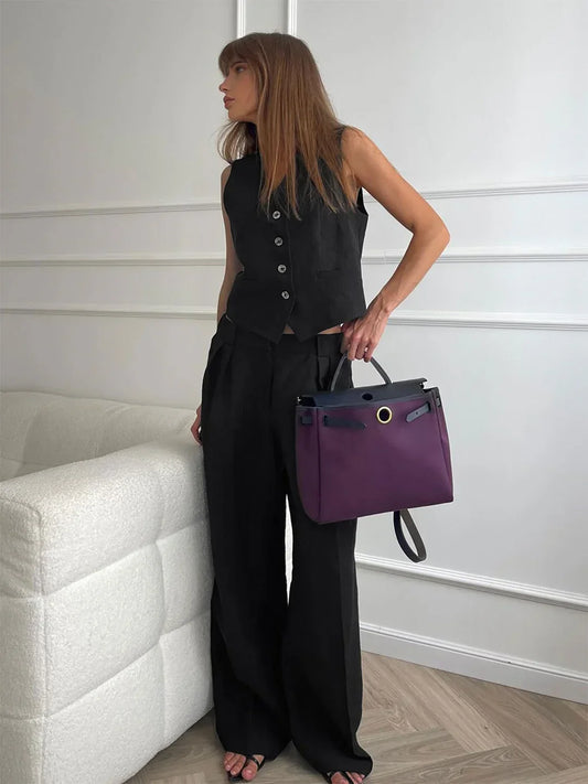 Always Chic Cotton & Linen Pants Matching Set