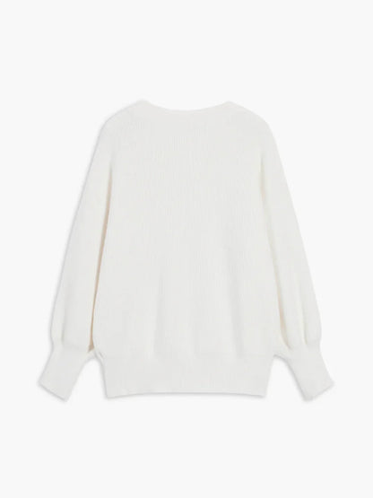 Solid Color Long-sleeved Pearl Oversized Cardigan