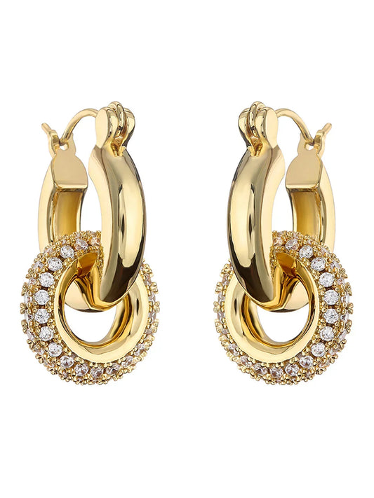 Retro Polished Double Hoop Earrings