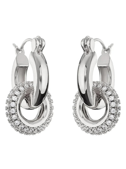 Retro Polished Double Hoop Earrings