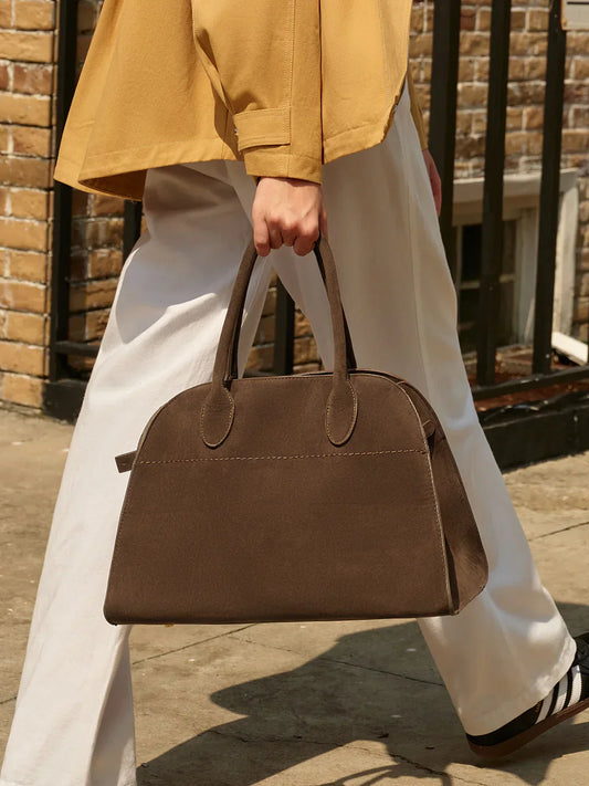 Atelier Faux Suede Top-Handle Bag | Structured Minimalist Tote