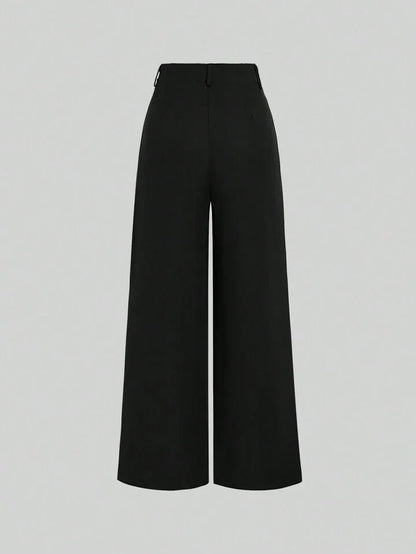 High-Waisted Wide‑Leg Black Trousers