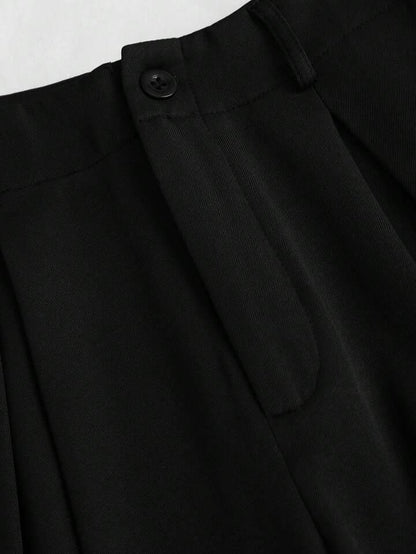 High-Waisted Wide‑Leg Black Trousers