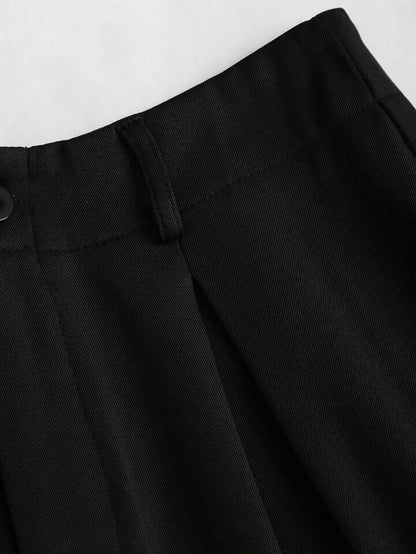 High-Waisted Wide‑Leg Black Trousers