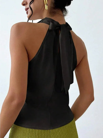 Always Elegant Halter Neck Backless Top