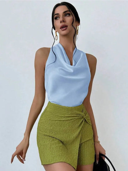 Always Elegant Halter Neck Backless Top