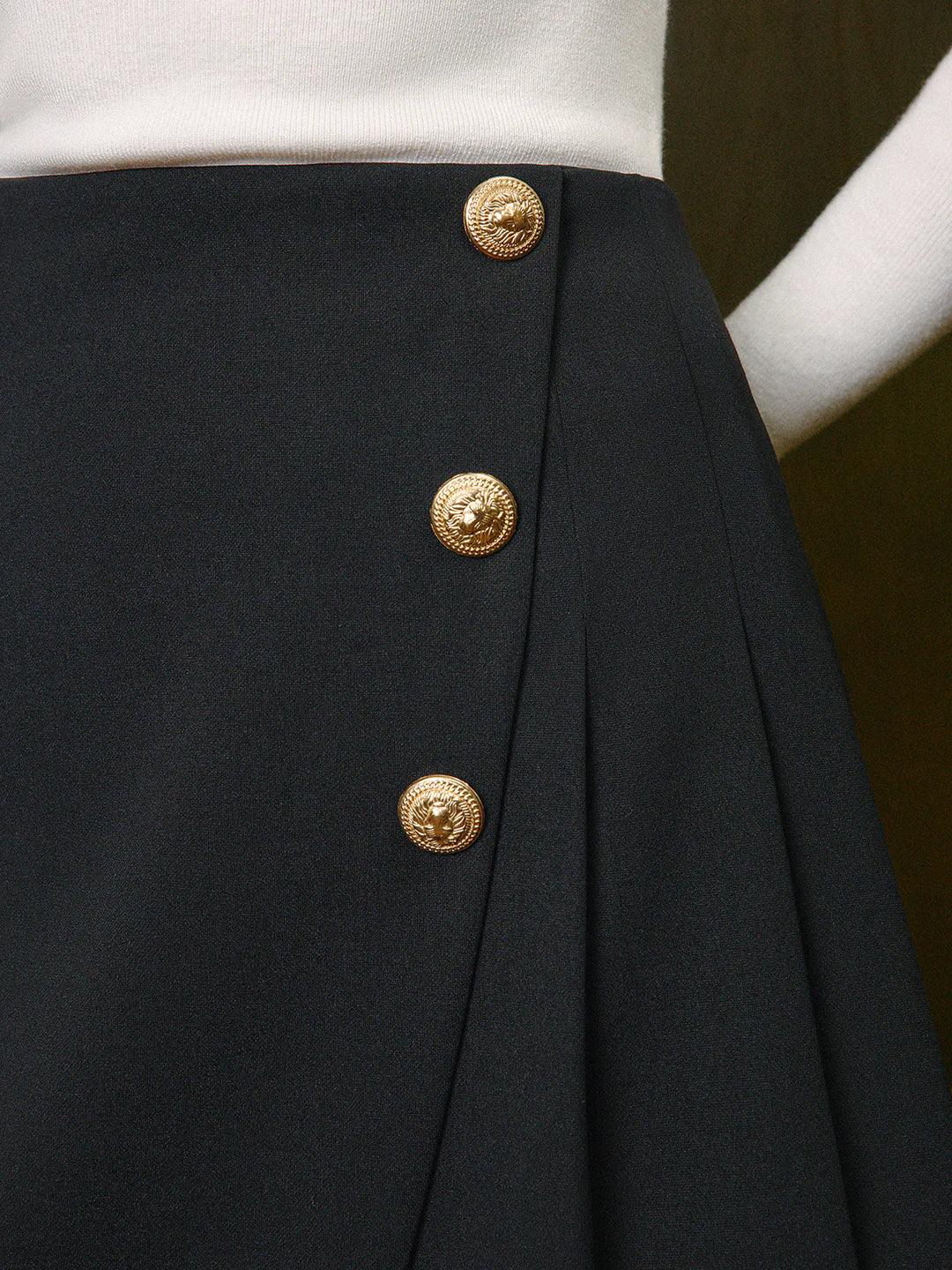 Always Elegant Button High Waist Skirt