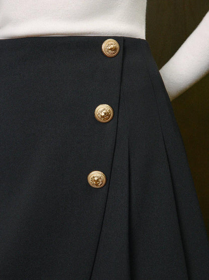 Always Elegant Button High Waist Skirt