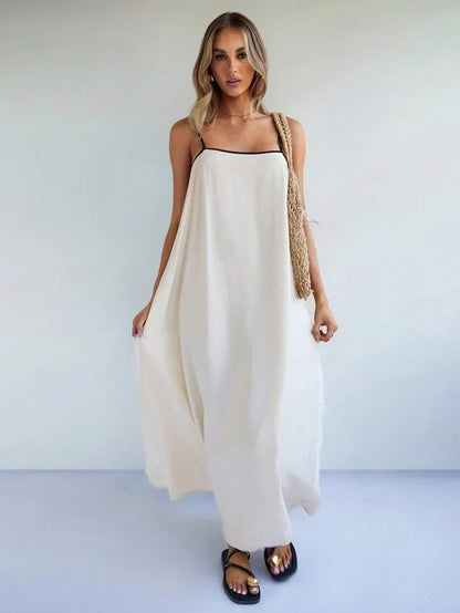 Elegant Style Casual Loose Contrast Color Strap Dress