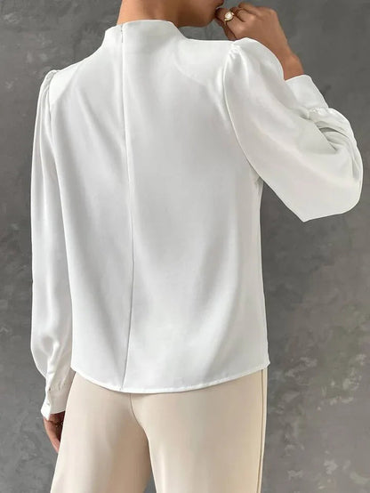 Elegant Bishop Sleeve Draped Top