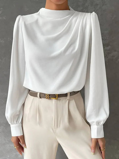 Elegant Bishop Sleeve Draped Top
