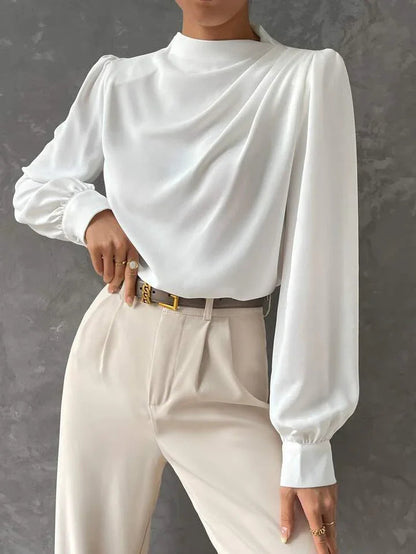Elegant Bishop Sleeve Draped Top