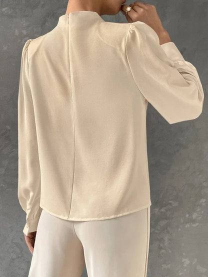 Elegant Bishop Sleeve Draped Top