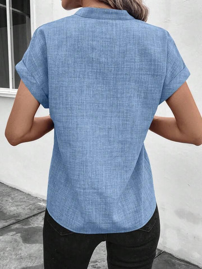 Classic Style Collar Ladies V-neck Top