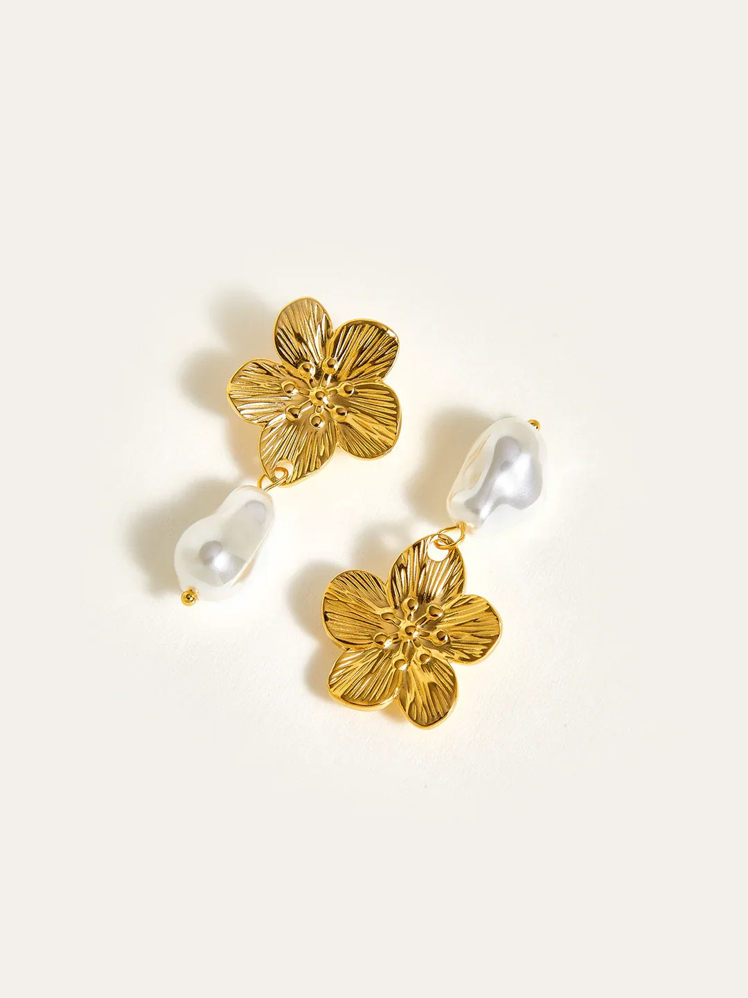 Baroque Pearl & Flower Stud Earrings