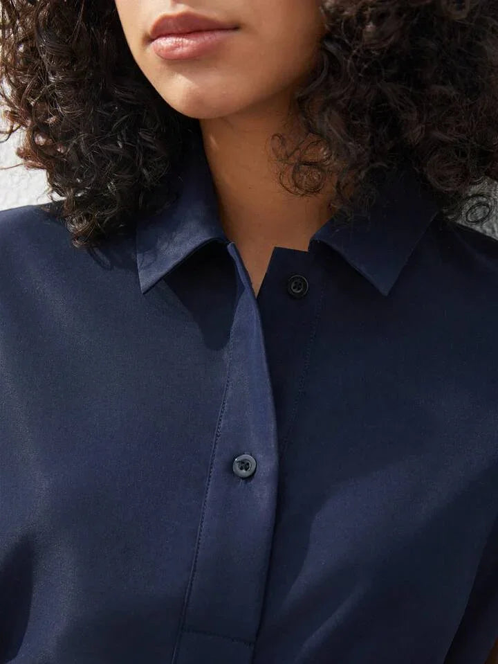 Refined Chic Navy Blue Midi Dress