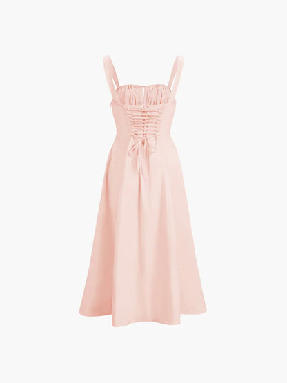 Lace-up Long Sling Midi Dress