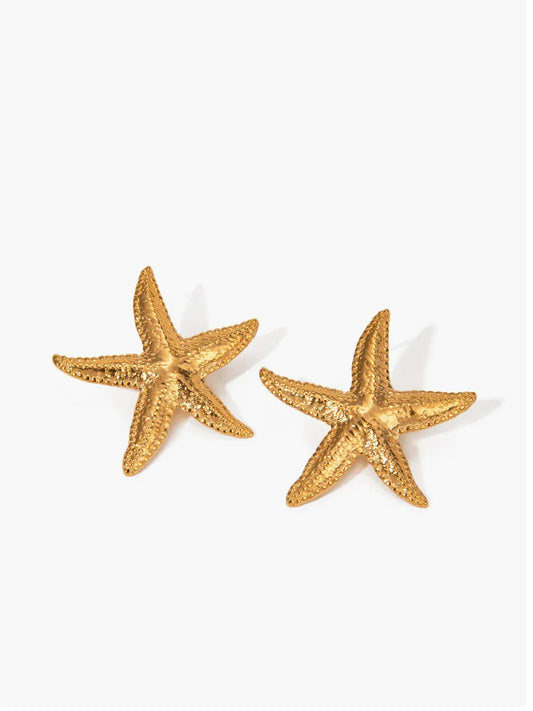 Gold Starfish Stud Earrings