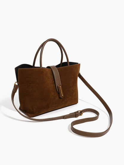 Atelier Faux Suede Tote Bag | Structured Top-Handle Design