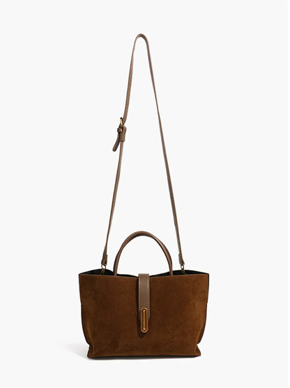 Atelier Faux Suede Tote Bag | Structured Top-Handle Design