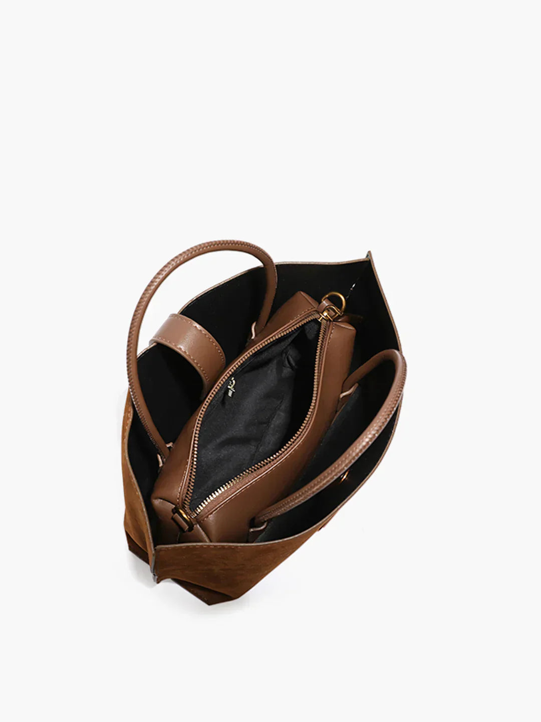 Atelier Faux Suede Tote Bag | Structured Top-Handle Design