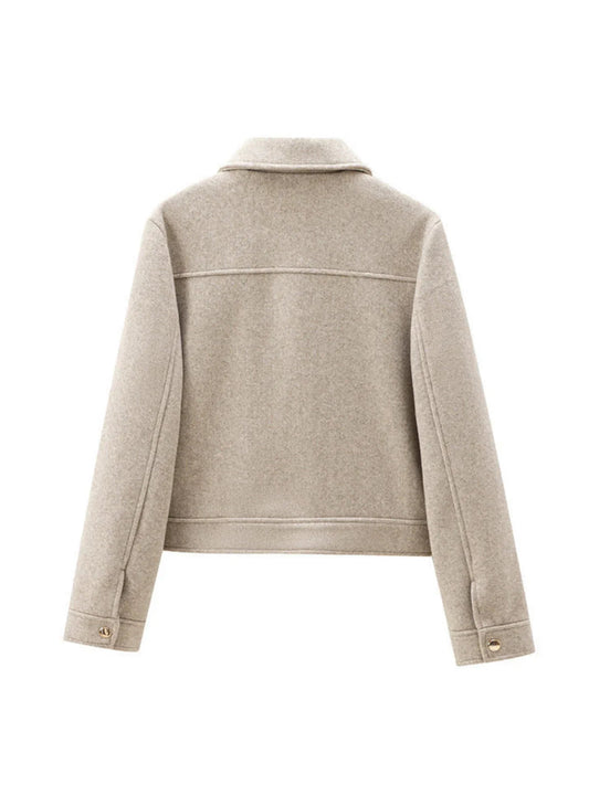Tweed Lapel Zipper Jacket
