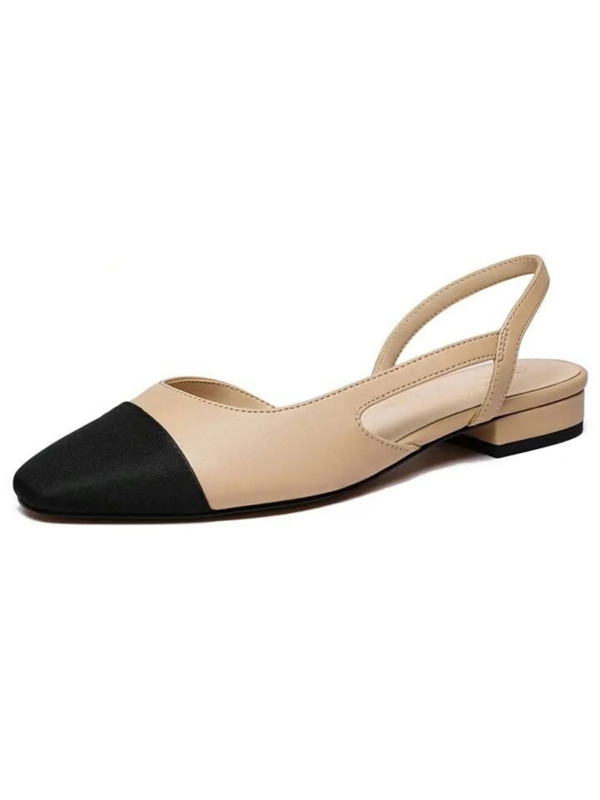 Chic Contrast Slingback Low Heel Shoes