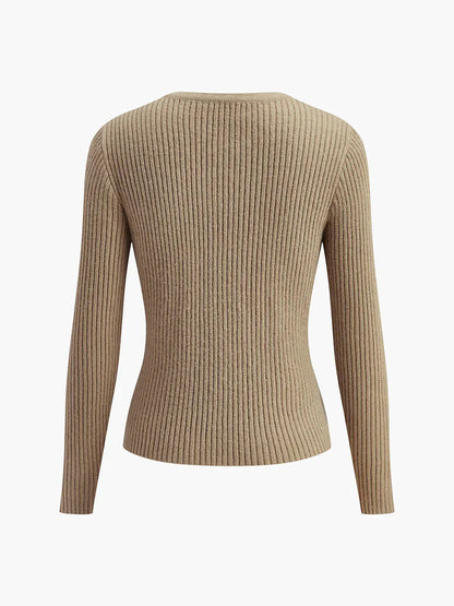 Slim Fit Irregular Crew Neck Knitted Cardigan