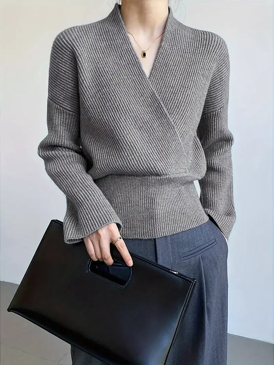 Retro Cross V-Neck Knitted Sweater