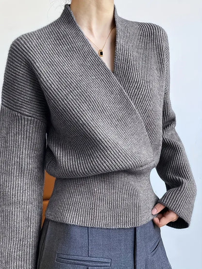 Retro Cross V-Neck Knitted Sweater