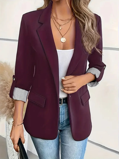 Solid Color All-matching Long Sleeve Blazer