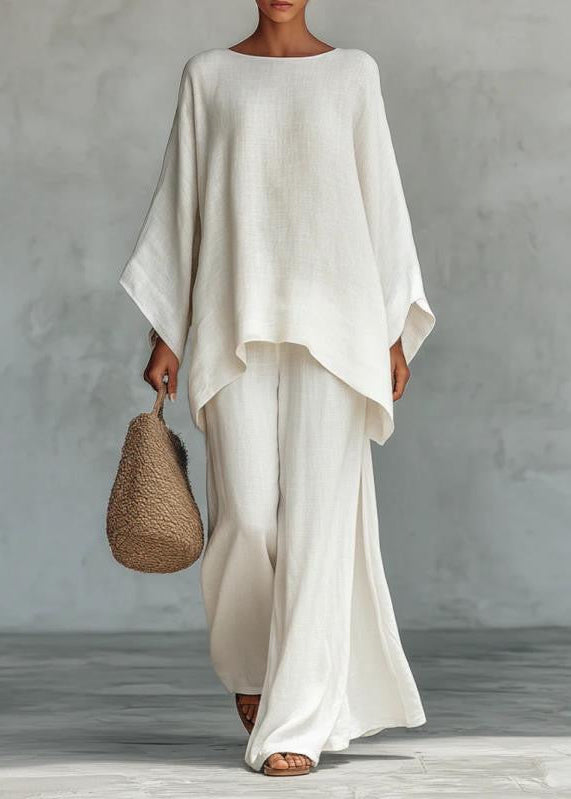 Aria Linen Two-Piece Set – Oversized Top & Wide Leg Pants
