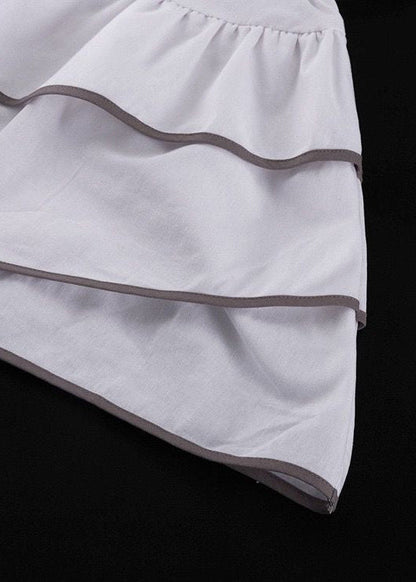 White Ruffle Mini Dress for Women – High Neck Puff Sleeve Summer Dress
