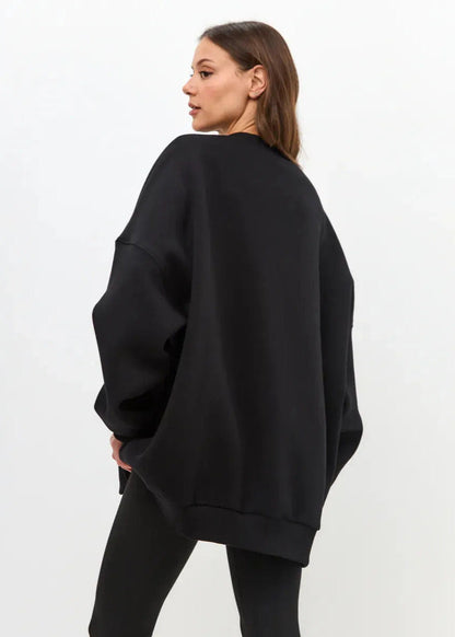 Oversized Pink Cotton Sweatshirt – Relaxed Fit, Long Sleeve Pullover