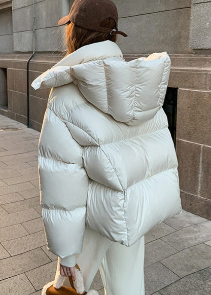 Lyra Oversized Puffer Jacket – Warm Hooded Winter Coat in Ivory
