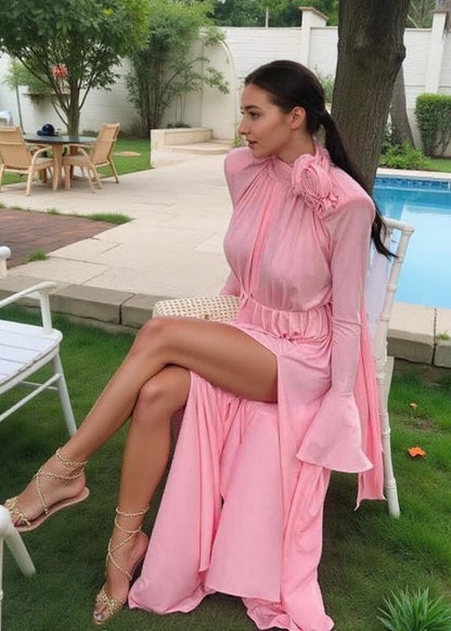 Elowen – Long Sleeve Rose Accent Gown
