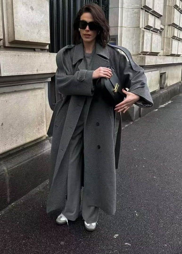 Urban Muse - Long Gray Wool Coat