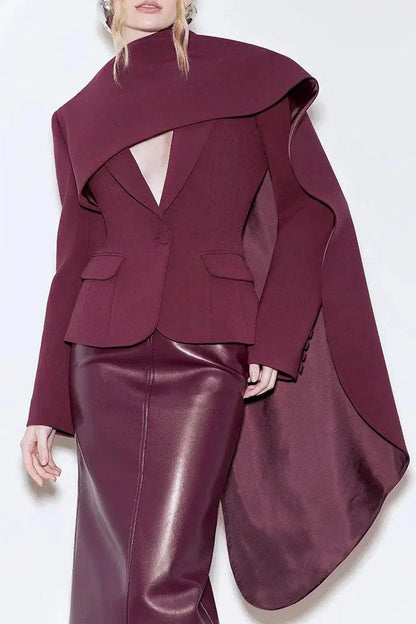| Asymmetrical Design Scarf-Lapel Blazer