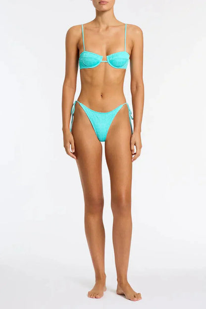 | Self-tie bottoms – Textured bikini set
