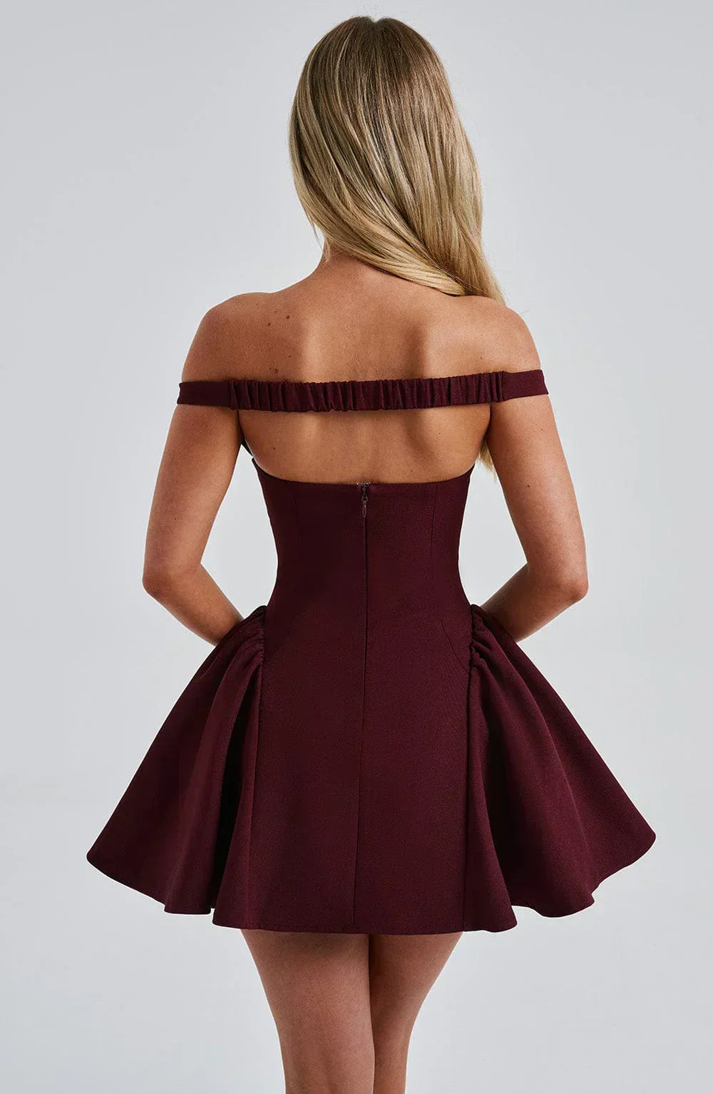 Iris Off-Shoulder Mini Dress | Sweetheart Neckline | Flared Skirt