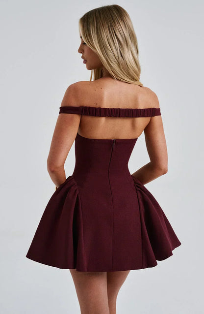 Iris Off-Shoulder Mini Dress | Sweetheart Neckline | Flared Skirt